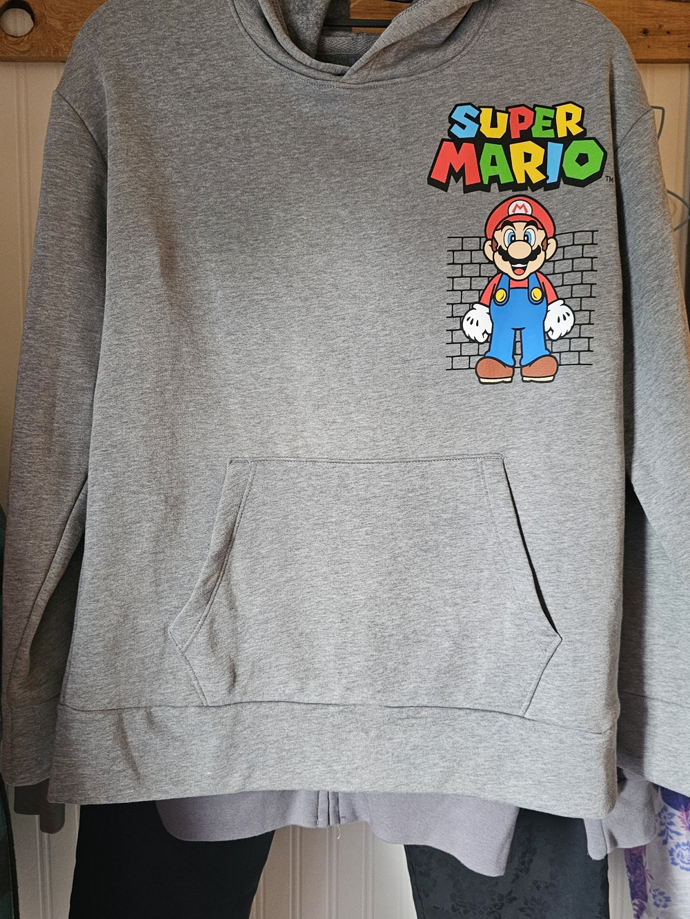 Nintendo Kids Grey Graphic Hoodie Sweatshirt